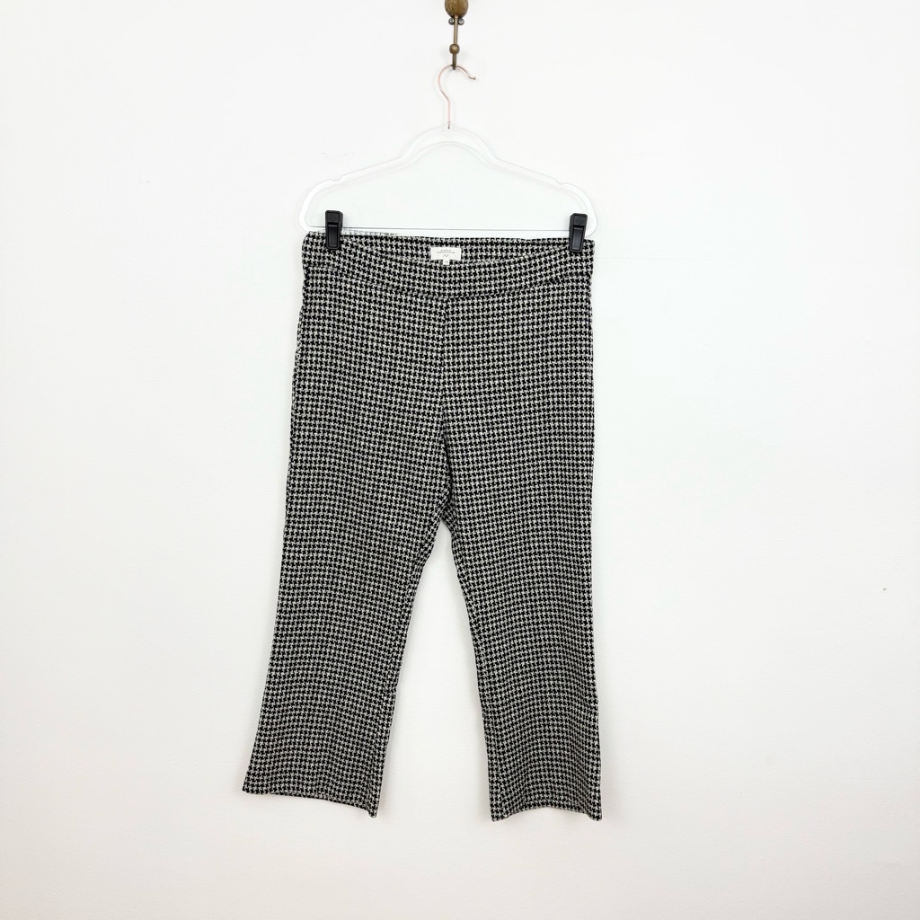 Avenue Montaigne Leo Houndstooth Pull On Pants Size 10 Cropped Flare Stretch